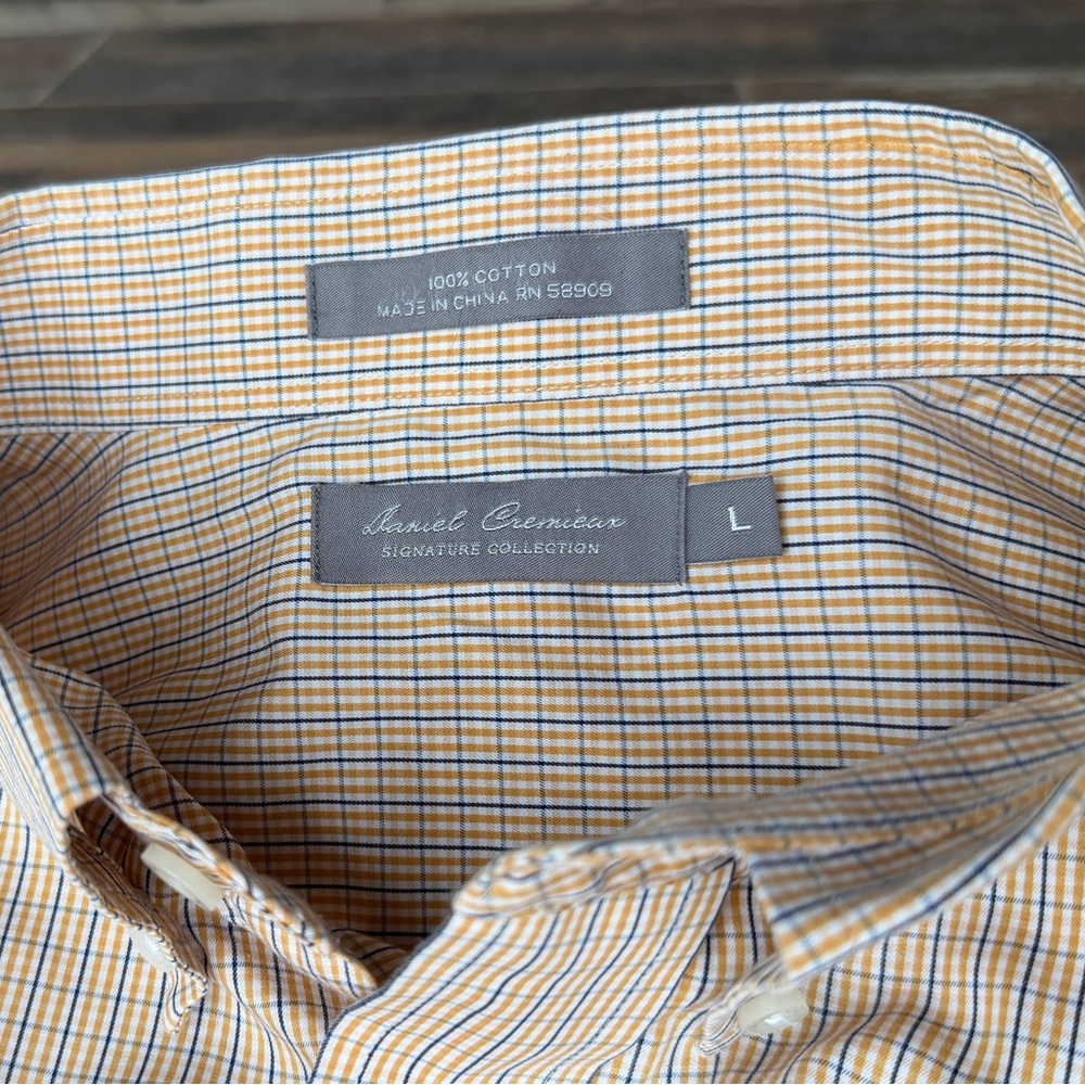 Daniel Cremieux Men's Blue and Yellow Checkered Shirt